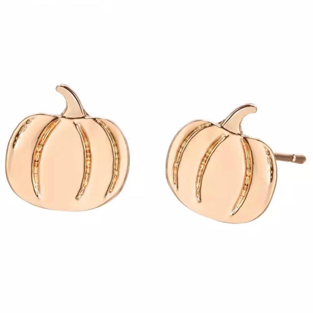 Gold & Silver Pumpkin Earrings minimalist - Picture 3 of 5